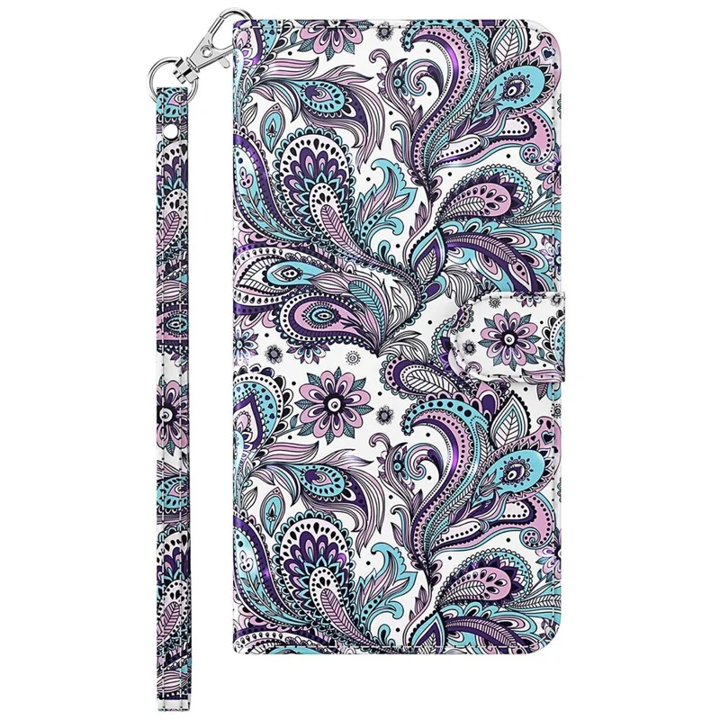 For Samsung Galaxy S24 Leather Phone Case Flip Wallet 3D Pattern Printing Cover - Impatiens