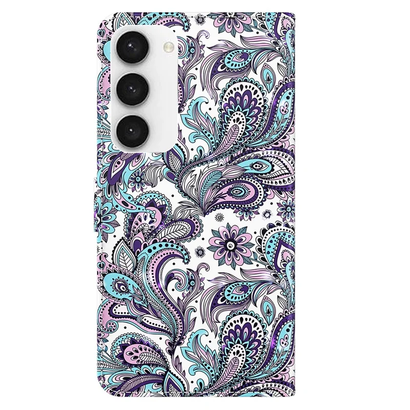 For Samsung Galaxy S24 Leather Phone Case Flip Wallet 3D Pattern Printing Cover - Impatiens