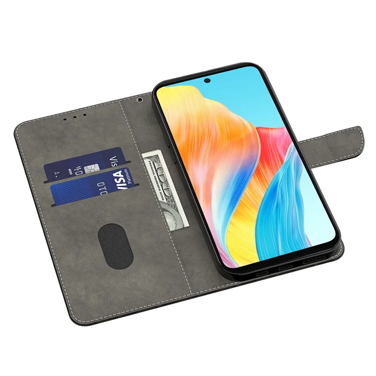 Pour Oppo A98 5G / A1 5G Étui en cuir PU Couverture motif 3D - Fleur d'argent