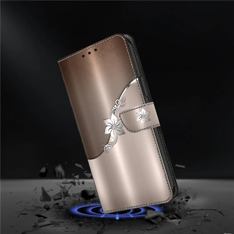 Pour Oppo A98 5G / A1 5G Étui en cuir PU Couverture motif 3D - Fleur d'argent