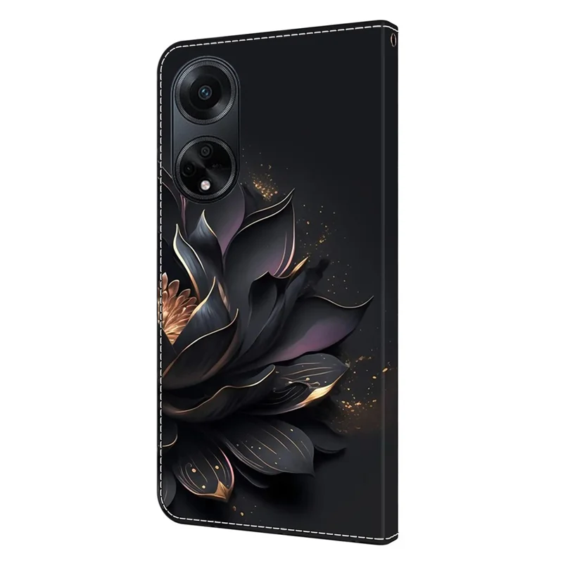 For Oppo A98 5G / A1 5G PU Leather Cover 3D Pattern Mobile Phone Case - Purple Lotus