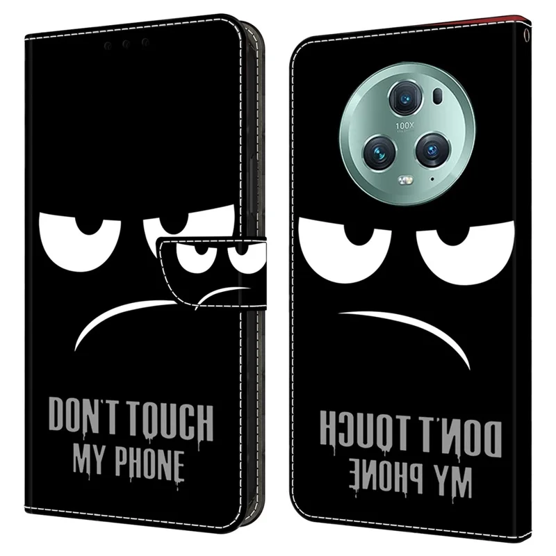 Чехол-кошелек для телефона For Honor Magic5 Pro Leather с 3D-узором, всеобъемлющий чехол - Не трогай мой телефон