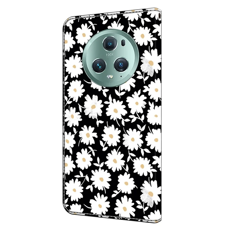 For Honor Magic5 Pro Leather Phone Case Wallet 3D Pattern All Inclusive Cover - Floral