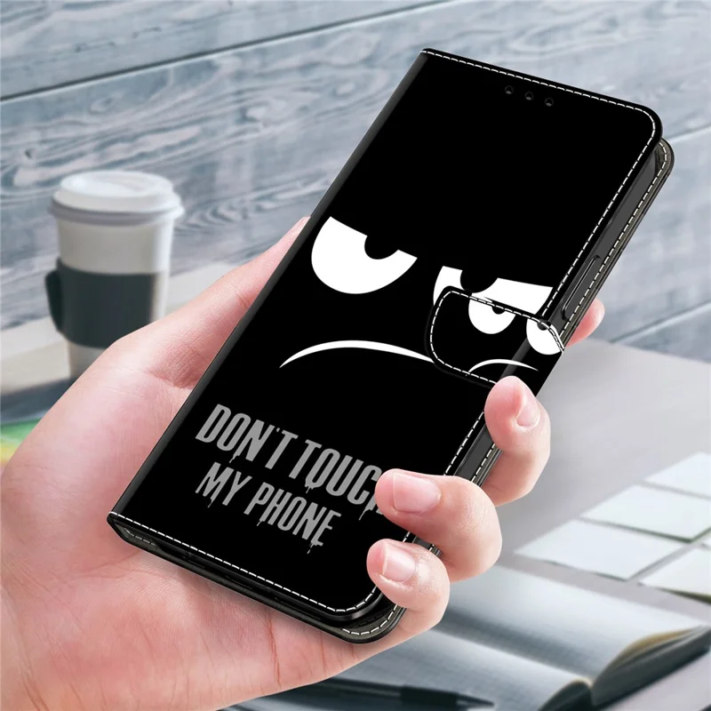 For Oppo A38 4G / A18 4G Leather Phone Case 3D Pattern Magnetic Closure Folio Cover - Don't Touch My Phone