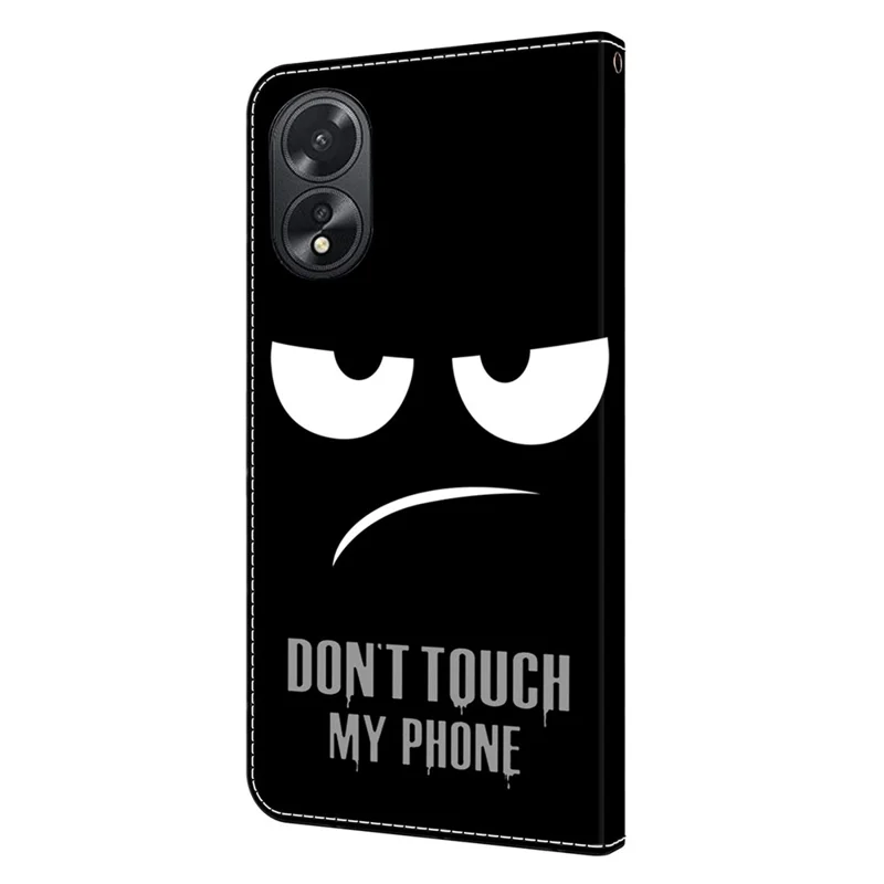 For Oppo A38 4G / A18 4G Leather Phone Case 3D Pattern Magnetic Closure Folio Cover - Don't Touch My Phone