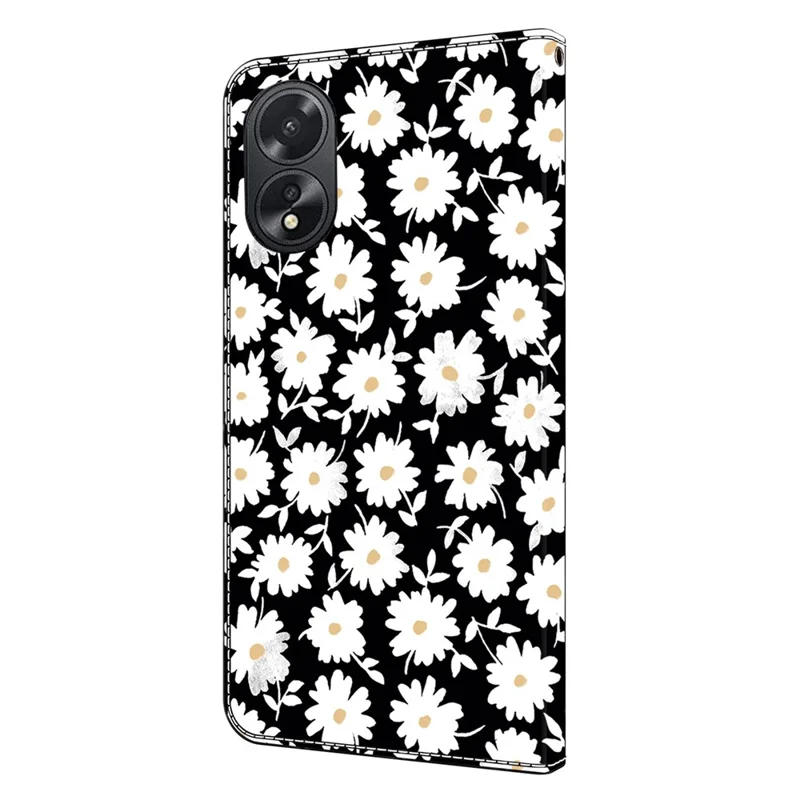 For Oppo A38 4G / A18 4G Leather Phone Case 3D Pattern Magnetic Closure Folio Cover - Floral