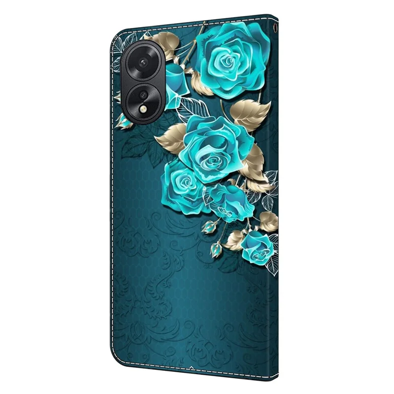 For Oppo A38 4G / A18 4G Leather Phone Case 3D Pattern Magnetic Closure Folio Cover - Blue Rose