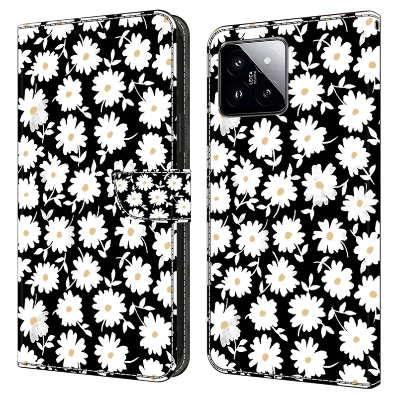 For Xiaomi 14 Wallet Case 3D Pattern PU Leather Stand Phone Cover - Floral