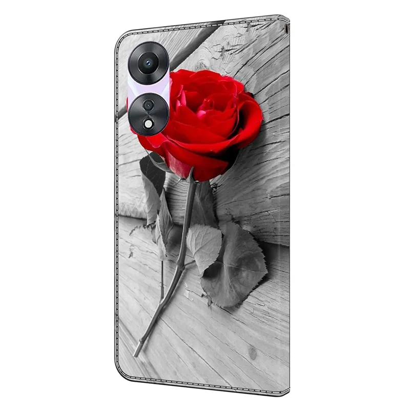 For Oppo A58 5G / A78 5G Phone Case 3D Pattern PU Leather Protective Flip Cover - Rose