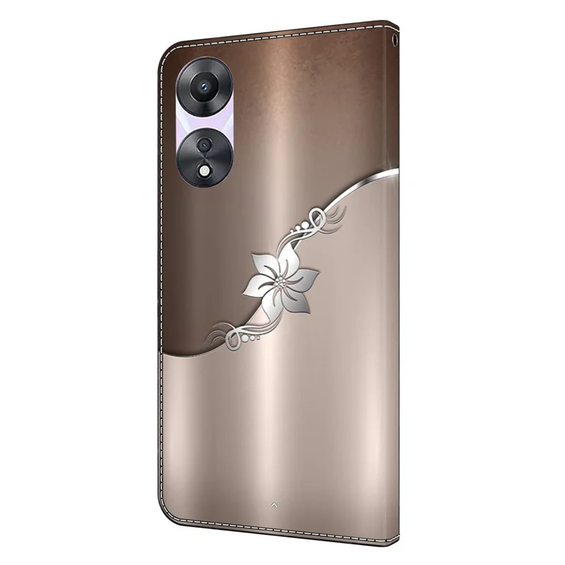 For Oppo A58 5G / A78 5G Phone Case 3D Pattern PU Leather Protective Flip Cover - Silver Flower