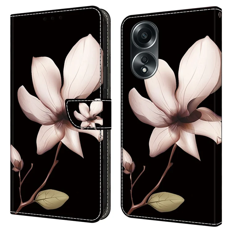 Für Oppo A58 4G Flip Phone Case 3D Muster gedruckt PU Leder stoßfeste Abdeckung - Pink Blume