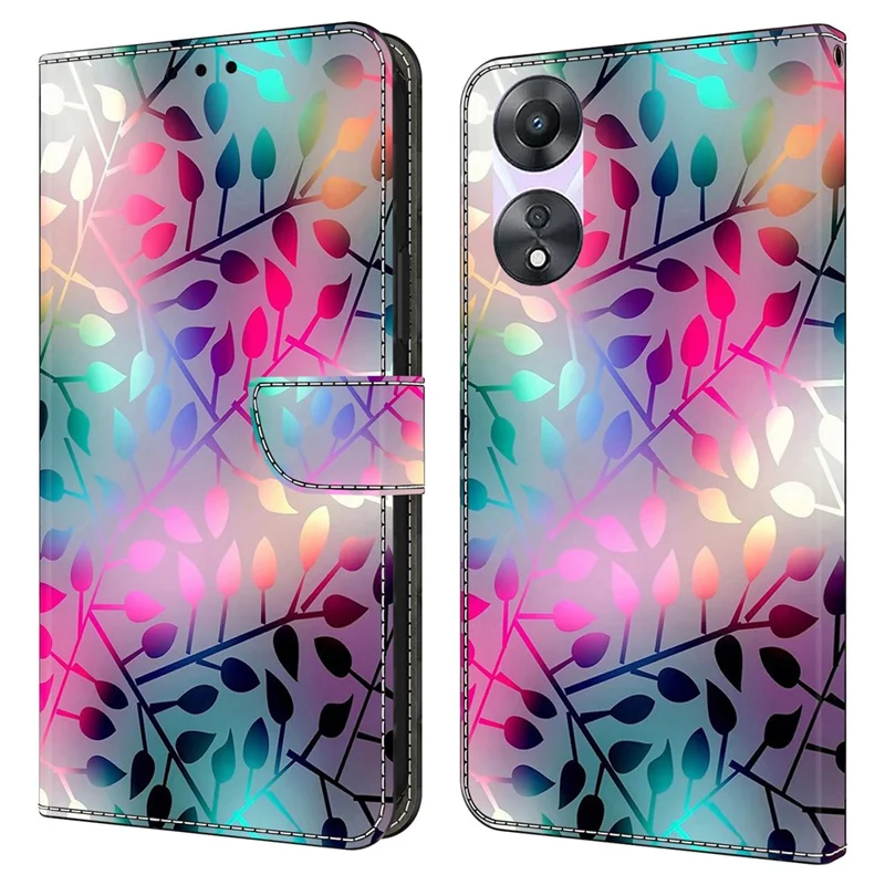 Für Oppo A58 4G Klapphandy-Hülle mit 3D-Muster, bedrucktem PU-Leder, stoßfest - Ahornblatt