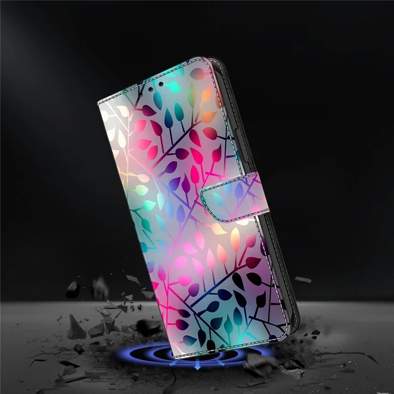 Für Oppo A58 4G Klapphandy-Hülle mit 3D-Muster, bedrucktem PU-Leder, stoßfest - Ahornblatt