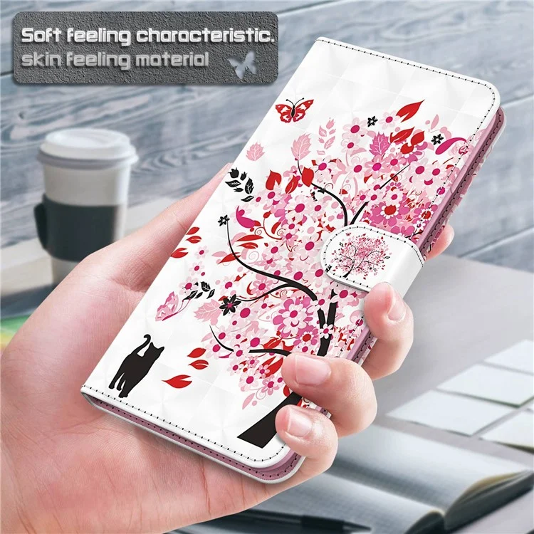Für Xiaomi Redmi 13C 4G / 13C 5G / Poco C65 4G / Poco M6 5G / 13R 5G Handyhülle PU-Leder 3D-Muster Ständer-Abdeckung - Wunschbaum