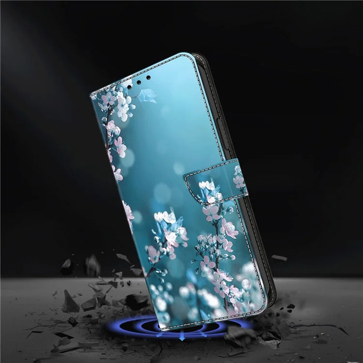 For Honor Magic5 Pro Leather Case 3D Pattern Printing Stand Phone Cover - Plum Blossoms