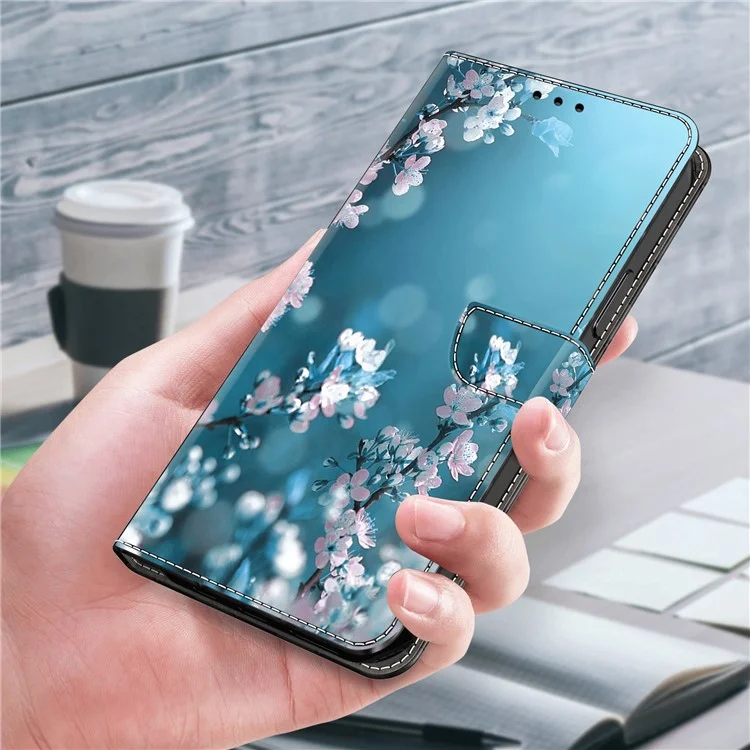 For Honor Magic5 Pro Leather Case 3D Pattern Printing Stand Phone Cover - Plum Blossoms