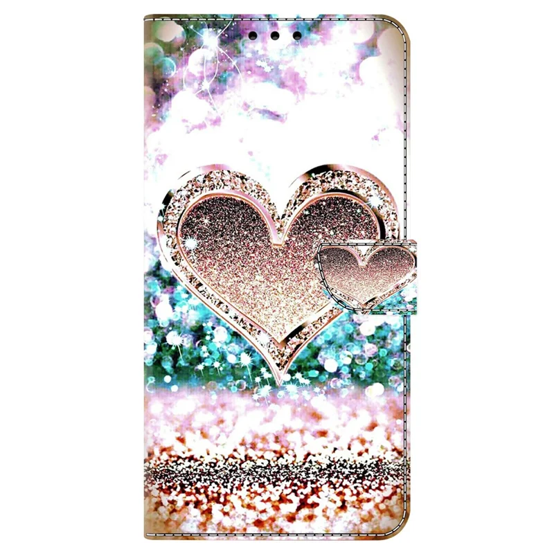 Capa de Couro For Honor Magic5 Pro 3D Pattern Printing Stand Phone Cover - Pink Diamond Heart