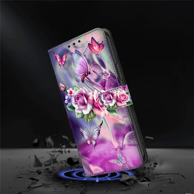 For Honor Magic5 Pro Leather Case 3D Pattern Printing Stand Phone Cover - Butterflies / Flowers