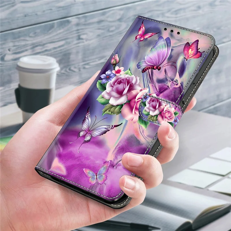 For Honor Magic5 Pro Leather Case 3D Pattern Printing Stand Phone Cover - Butterflies / Flowers