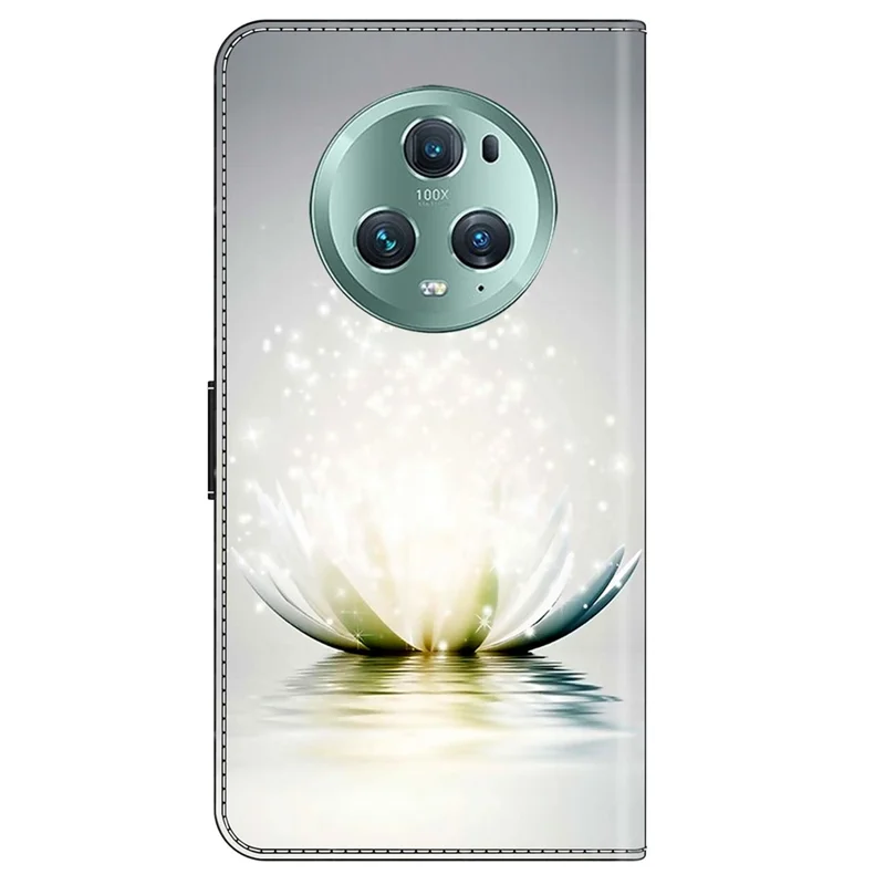 For Honor Magic5 Pro Custodia in Pelle 3D Pattern Stampa Stand Cover per Telefono - Loto
