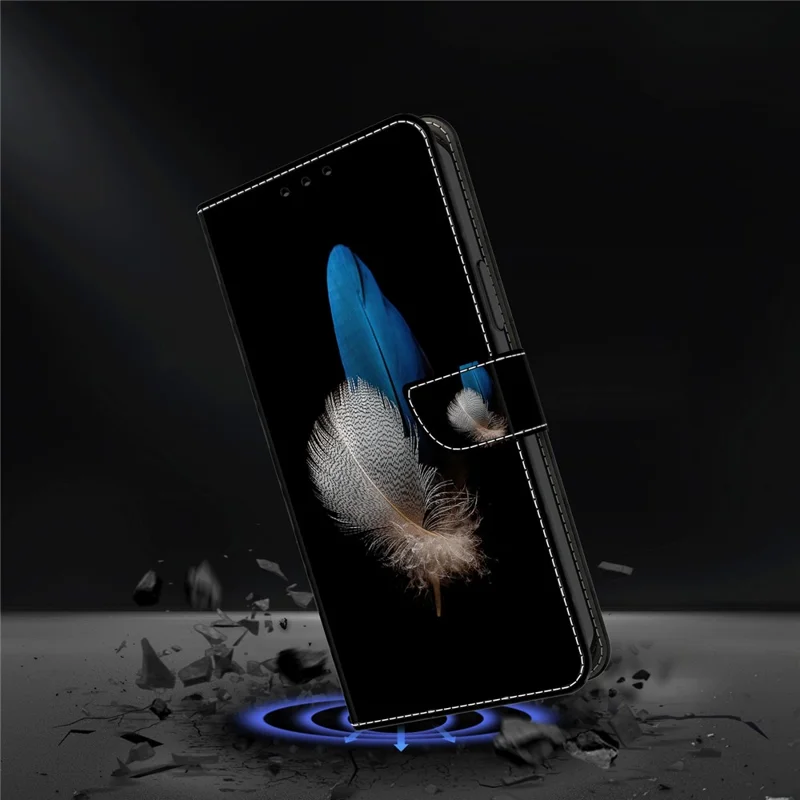 For Oppo A58 5G / A78 5G Case 3D Pattern Printing Magnetic Clasp Wallet Cover - Two Feathers
