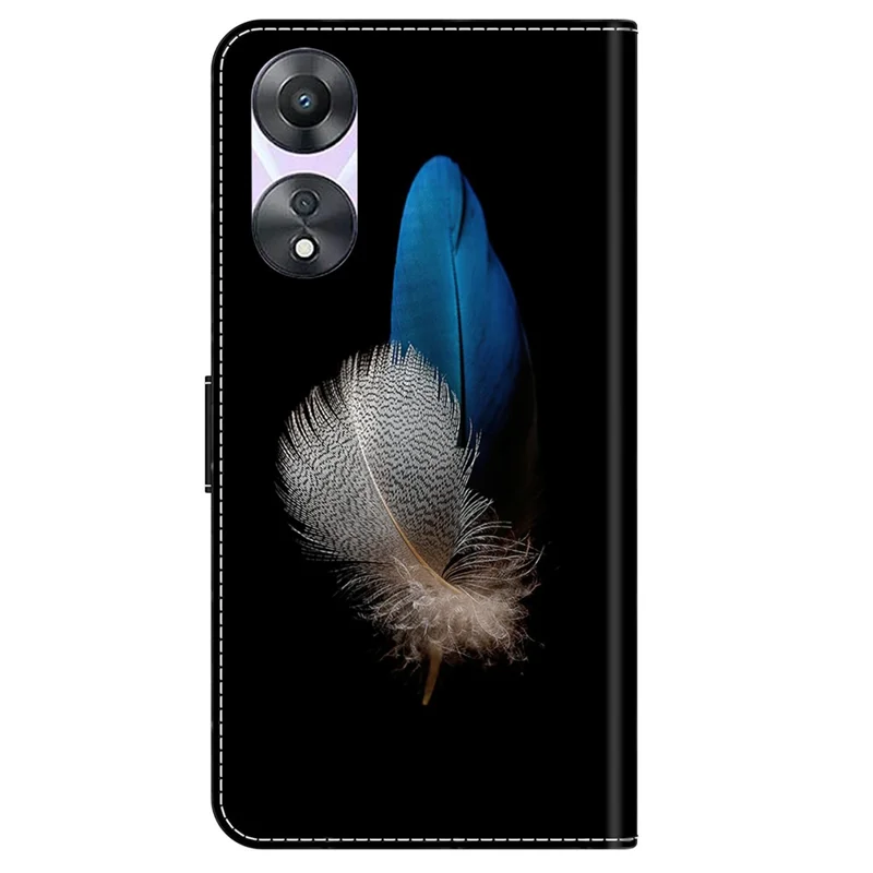 For Oppo A58 5G / A78 5G Case 3D Pattern Printing Magnetic Clasp Wallet Cover - Two Feathers