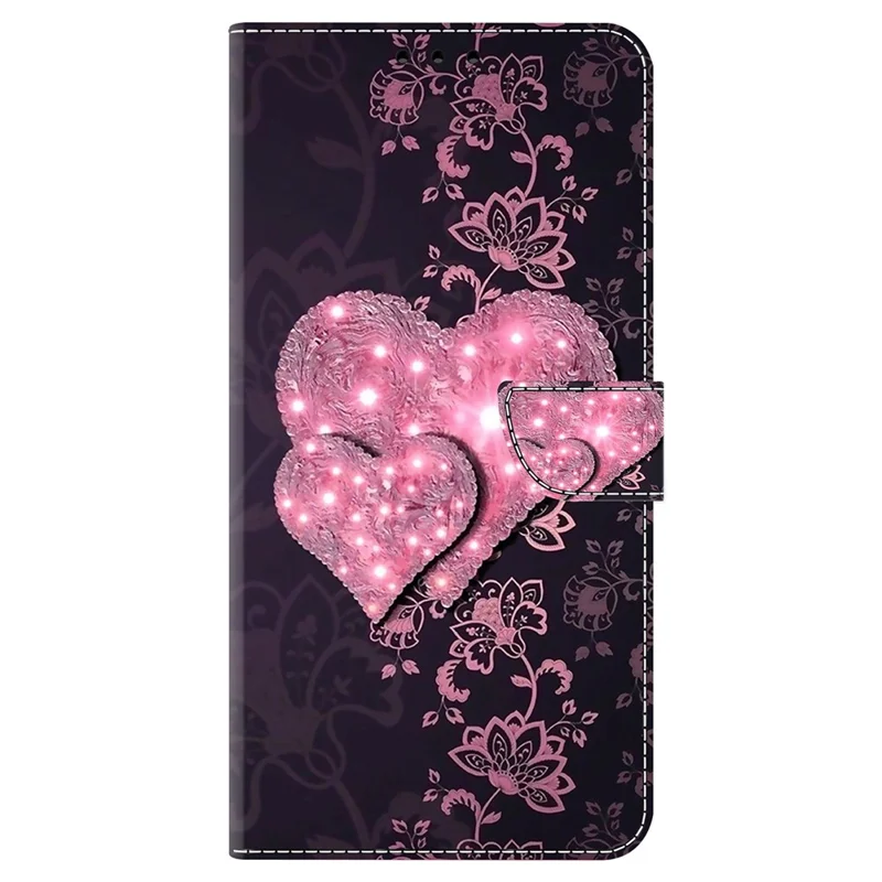 For Oppo A58 5G / A78 5G Case 3D Pattern Printing Magnetic Clasp Wallet Cover - Lace Hearts