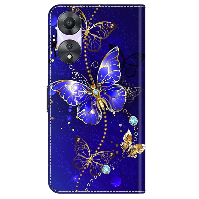 For Oppo A58 5G / A78 5G Case 3D Pattern Printing Magnetic Clasp Wallet Cover - Diamond Butterfly