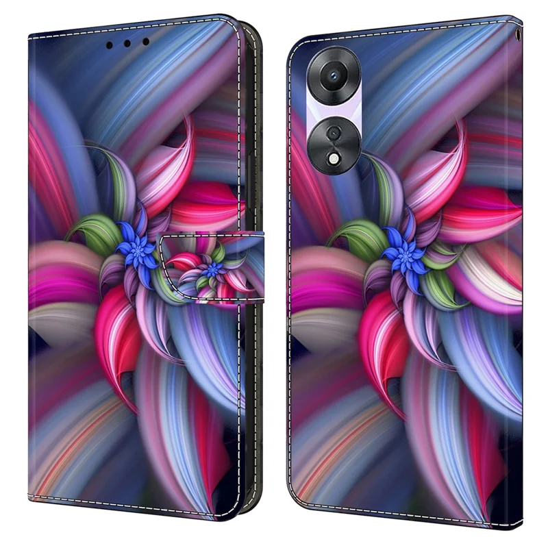 For Oppo A58 5G / A78 5G Case 3D Pattern Printing Magnetic Clasp Wallet Cover - Colorful Flowers
