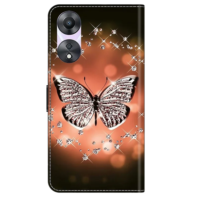 For Oppo A58 5G / A78 5G Case 3D Pattern Printing Magnetic Clasp Wallet Cover - Crystal Butterfly
