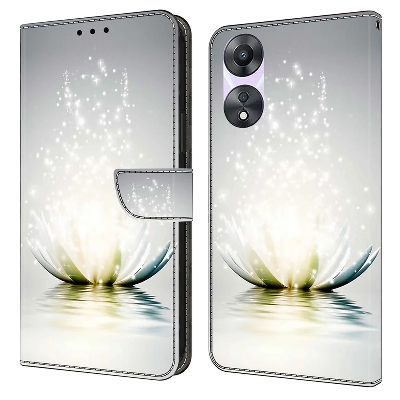 For Oppo A58 5G / A78 5G Case 3D Pattern Printing Magnetic Clasp Wallet Cover - Lotus