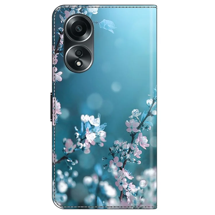Für Oppo A58 4G Lederetui 3D-Musterbedruckung Handyhülle - Pflaumenblüten