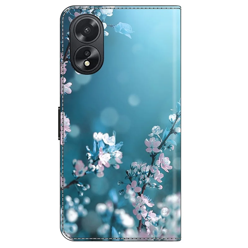 Pour Oppo A38 4G / A18 4G Étui en cuir Impression motif 3D Housse portefeuille - Fleurs de prunier