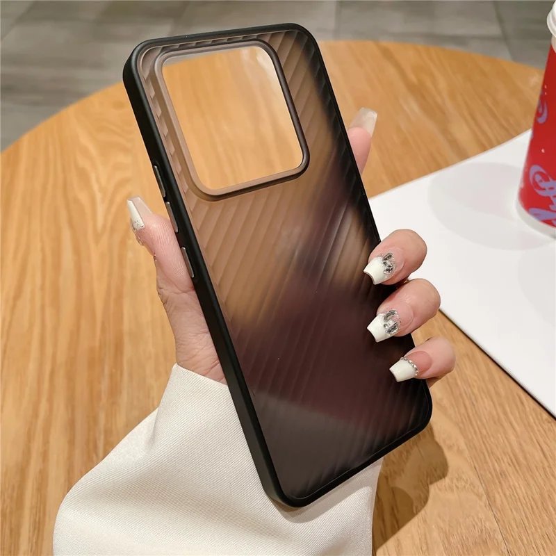 For Xiaomi 14 Pro Case Twill Stripe TPU+PC Protective Phone Cover - Black