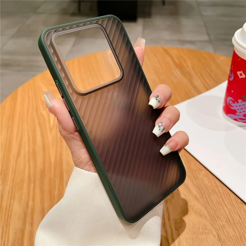 For Xiaomi 14 Pro Case Twill Stripe TPU+PC Protective Phone Cover - Green