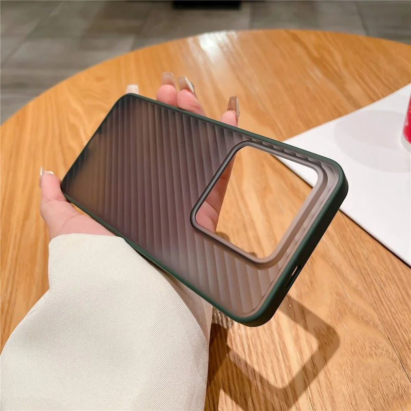 For Xiaomi 14 Pro Case Twill Stripe TPU+PC Protective Phone Cover - Green