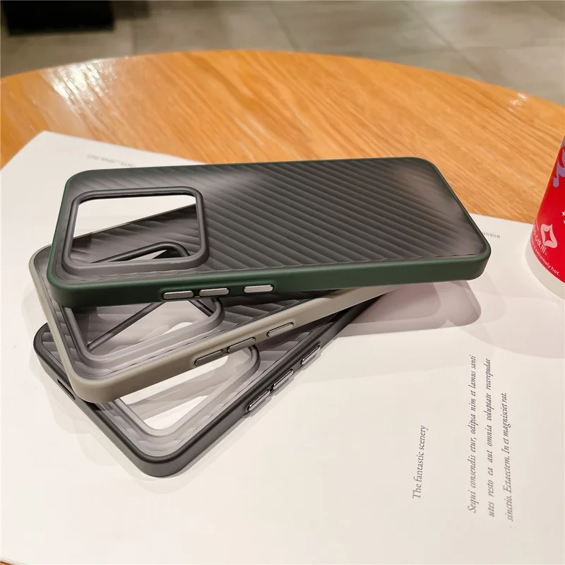 For Xiaomi 14 Pro Case Twill Stripe TPU+PC Protective Phone Cover - Green