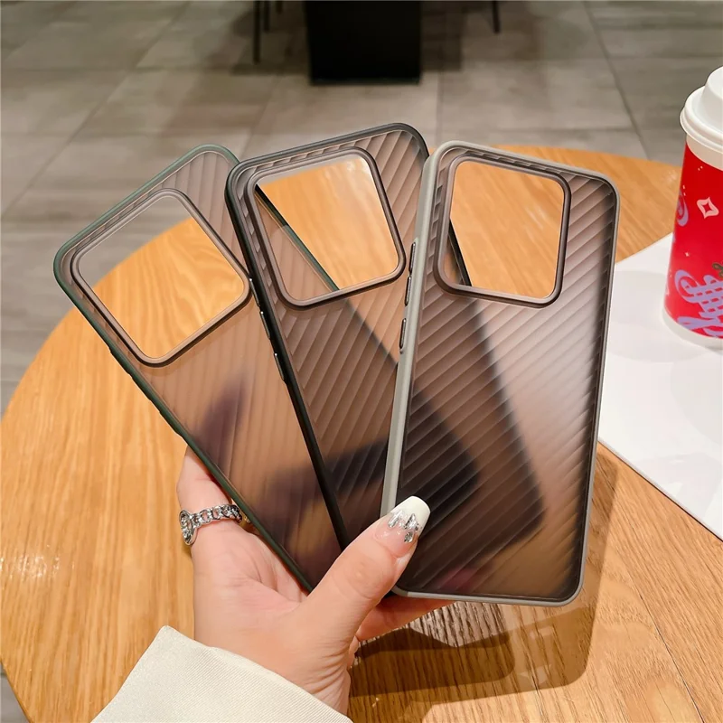 For Xiaomi 14 Pro Case Twill Stripe TPU+PC Protective Phone Cover - Beige