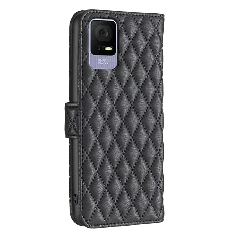 BINFEN COLOR BF Style-14 Para Funda de TCL 405 Billetera de Cuero PU Funda Teléfono de Pie - Negro
