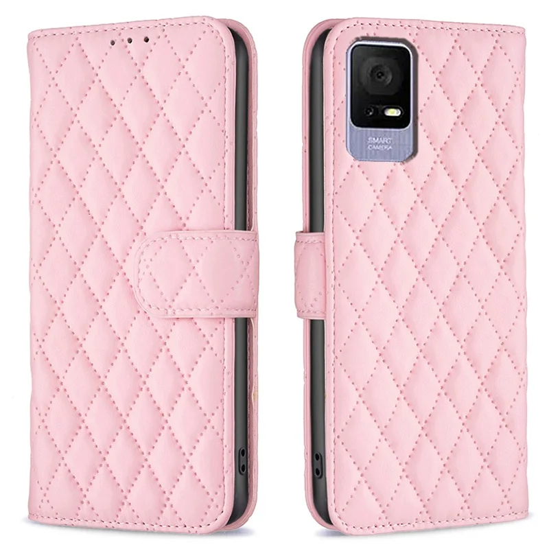 BINFEN COLOR BF Style-14 For TCL 405 Case Wallet PU Leather Stand Phone Cover - Pink