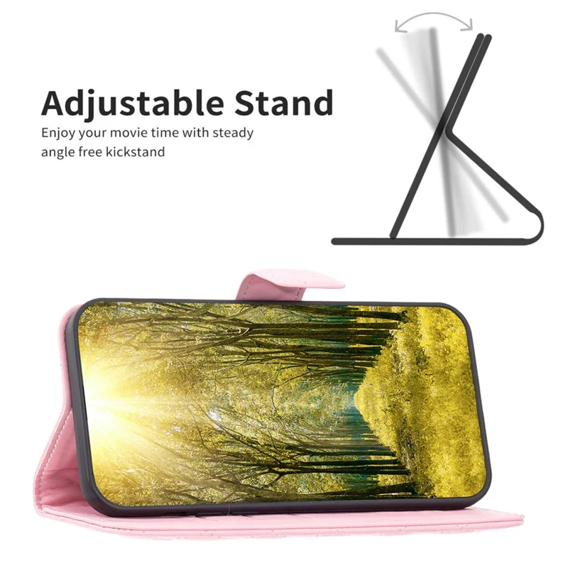 BINFEN COLOR BF Style-14 For TCL 405 Case Wallet PU Leather Stand Phone Cover - Pink