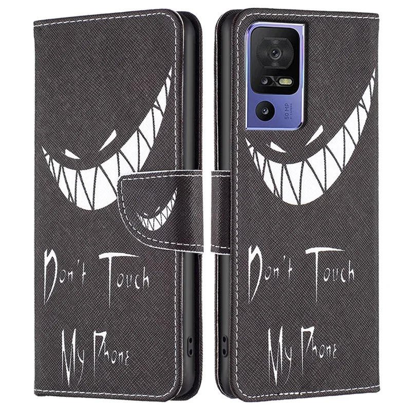 Per il caso TCL 40 SE Leather Case Pattern Printing Wallet Stand Cover - Don't Touch My Phone