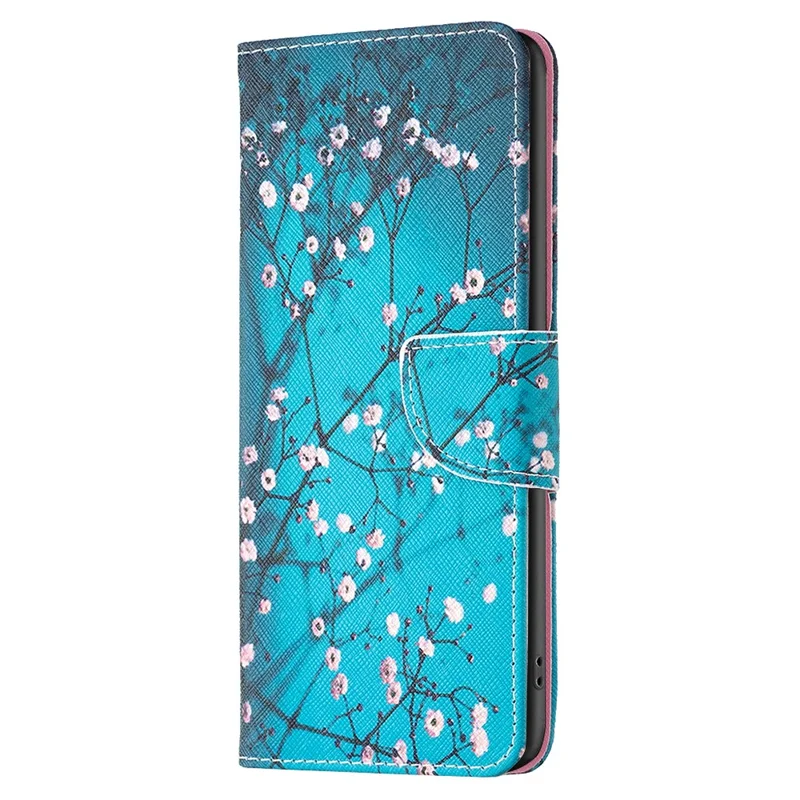 For TCL 40 SE Leather Case Pattern Printing Wallet Stand Cover - Plum Blossom