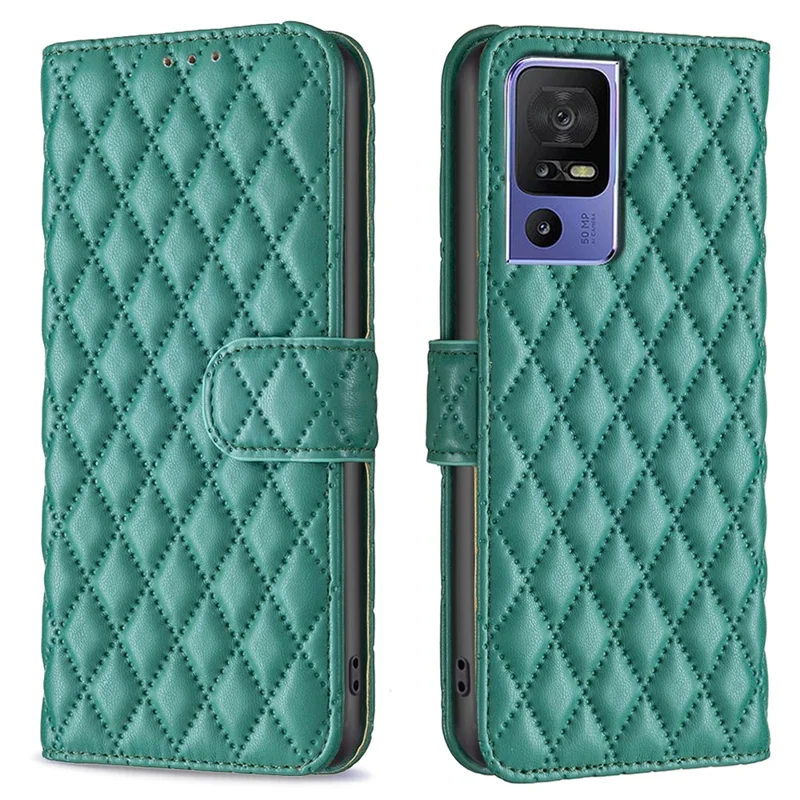 BINFEN COLOR BF Style-14 For TCL 40 SE Case Wallet Shockproof Leather Cover - Green
