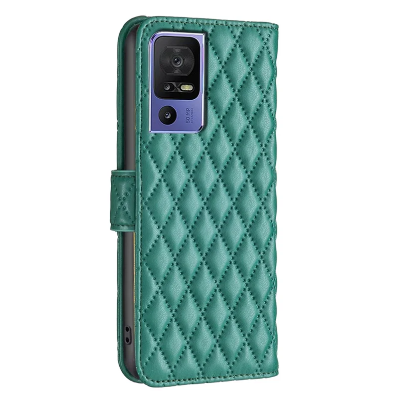 BINFEN COLOR BF Style-14 For TCL 40 SE Case Wallet Shockproof Leather Cover - Green