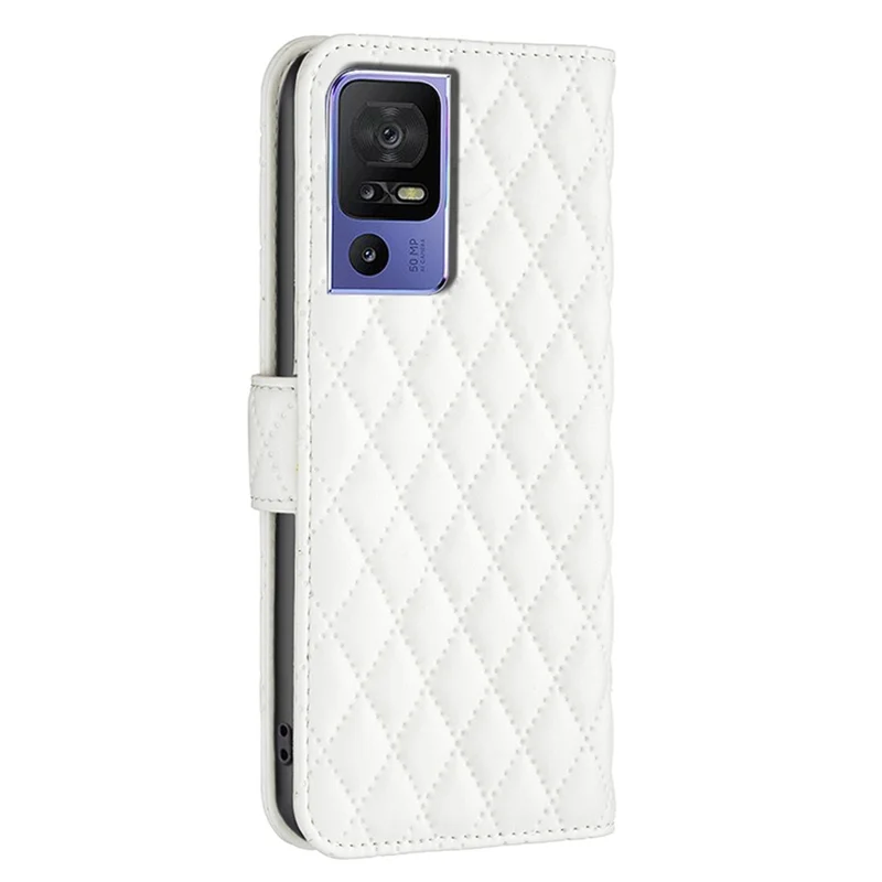 BINFEN COLOR BF Style-14 For TCL 40 SE Case Wallet Shockproof Leather Cover - White