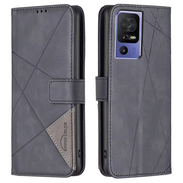 BINFEN COLOR BF05 Per TCL 40 SE Custodia Portafoglio Chiusura Magnetica Cover Telefono - Nero
