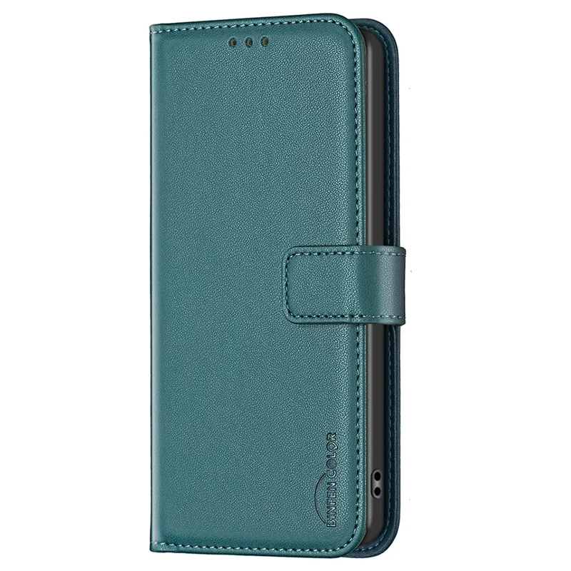 BINFEN COLOR BF17 For TCL 40 SE Leather Case Wallet Phone Stand Cover - Green
