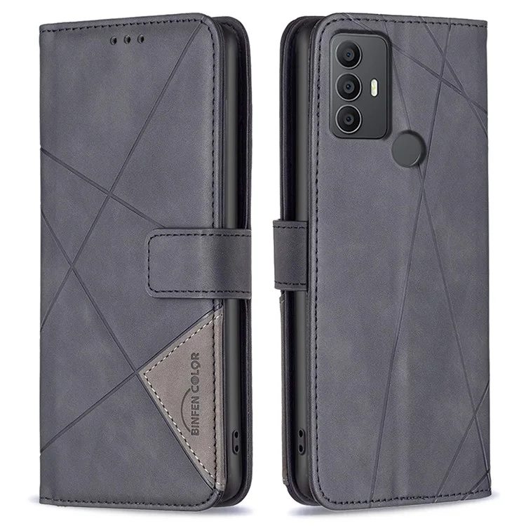 BINFEN COLOR BF05 Per TCL 305 / 306 / 30 SE / 30E Custodia per telefono Custodia in pelle PU Flip - Nero