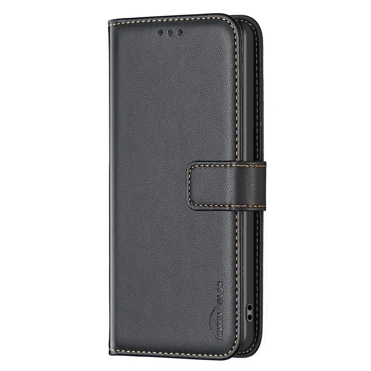 BINFEN COLOR BF17 For TCL 305 / 306 / 30 SE / 30E Leather Case Wallet Flip Phone Cover - Black